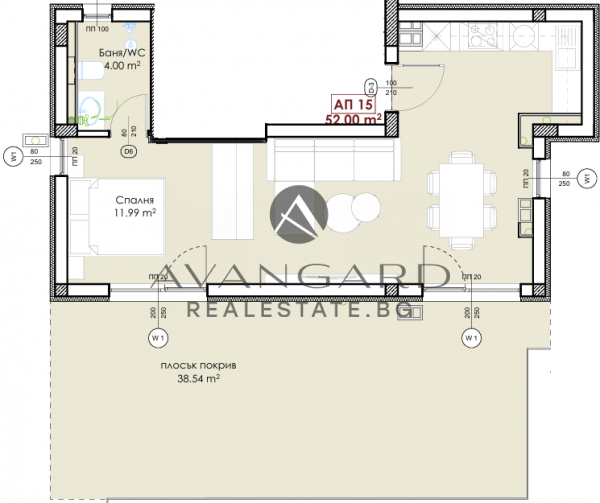 One -bedroom apartment/ youth hill