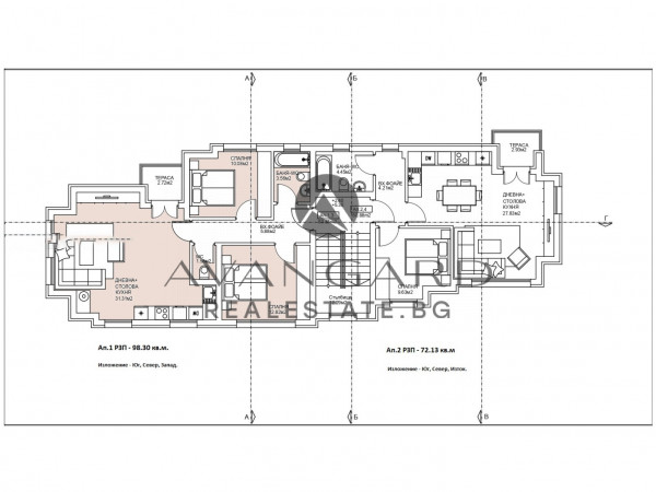 Spacious two -bedroom / south exposure