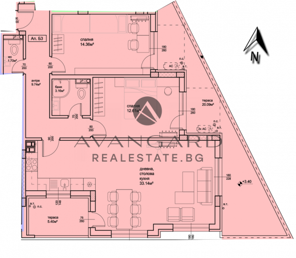 Two -bedroom apartment with act 16