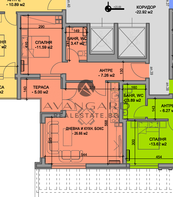 One -bedroom apartment/ south