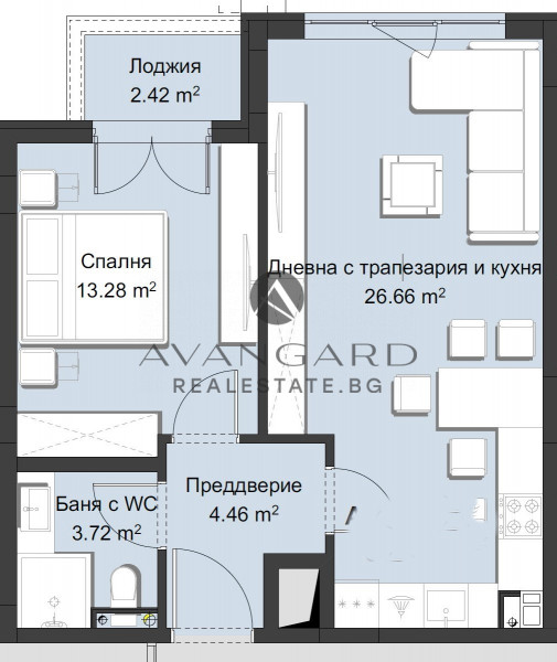 ДВУСТАЕН  АПАРТАМЕНТ / ЛУКСОЗНА СГРАДА