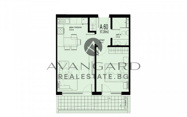 One-bedroom apartment in a luxury building