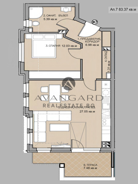 TWO-ROOM APARTMENT, KOMATEVO