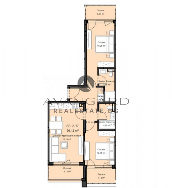 Three-room apartment in a small building