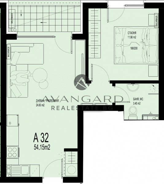 One-bedroom apartment in a luxury building