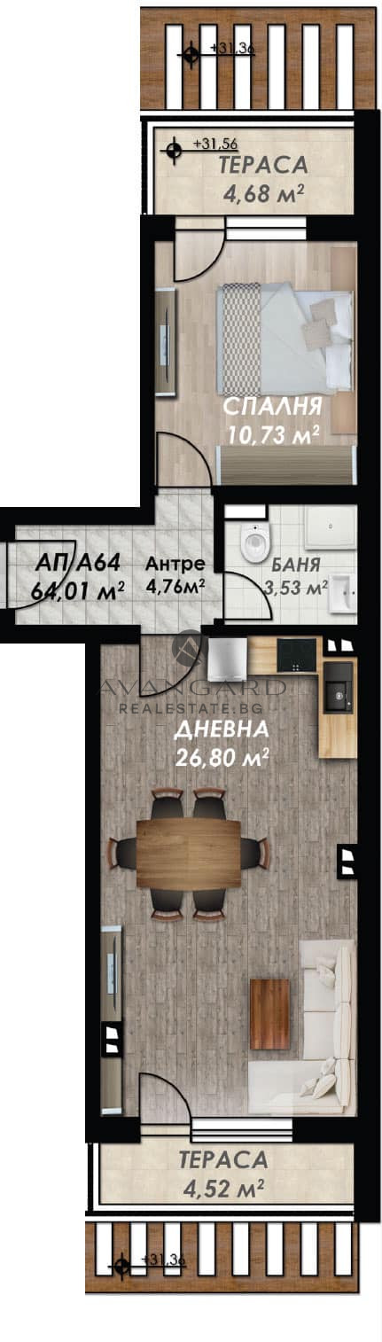 ДВУСТАЕН АПАРТАМЕНТ / КЪРШИЯКА