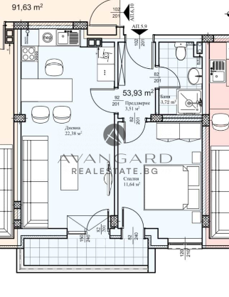 One -bedroom apartment in a small building / prodwal
