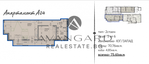 One bedroom apartment in a luxury building! Smirnenski!