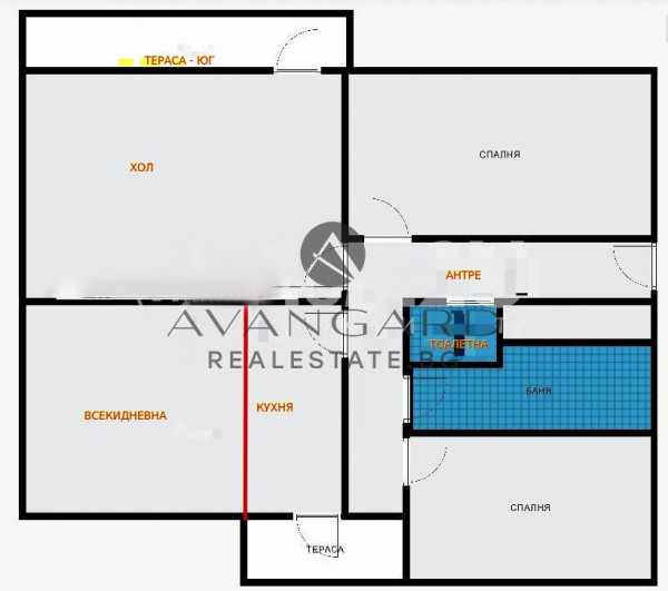 Spacious two -bedroom with four separate rooms / real square footage / south exposure / center