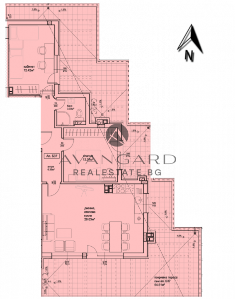 Two -bedroom apartment with act 16 in a luxury building