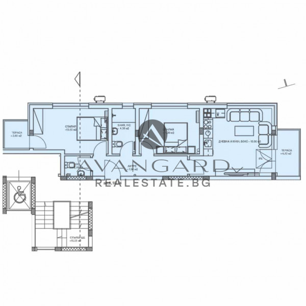 Two -bedroom apartment in front of Act 14 / Komatevo