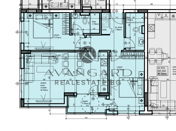 Two -bedroom apartment in a new luxury building/ Smirnenski