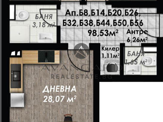 Act 16! A two -bedroom with a parking space new building