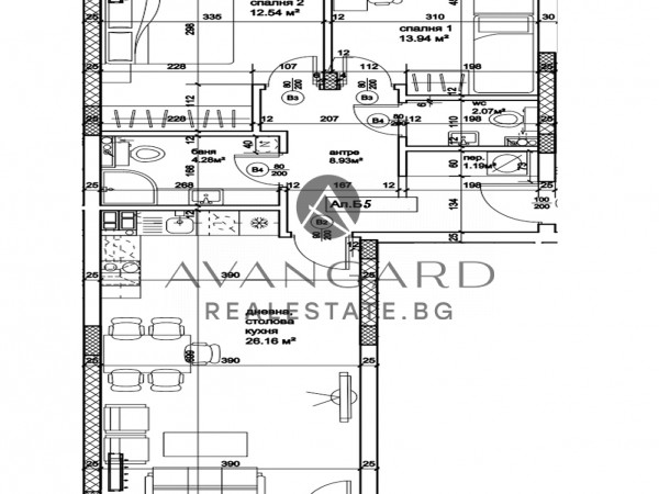 Two -bedroom north/south exhibitions