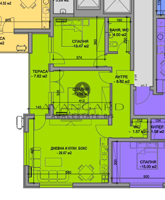 Two -bedroom apartment/ south