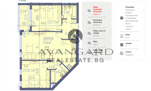 АКТ 16! Тристаен апартамент С 34 кв.м. ХОЛ / Мол Пловдив