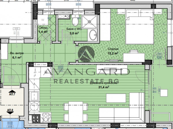 Two -bedroom / new luxury building / Ostromila