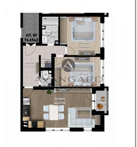 ТРИСТАЕН АПАРТАМЕНТ С АКТ 14 / КЮЧУК ПАРИЖ