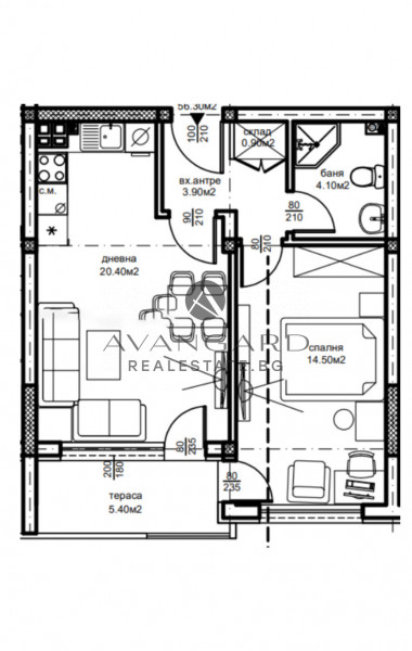 One -bedroom apartment with south exposure to Act 16