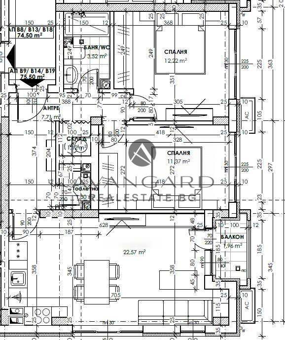 ТРИСТАЕН АПАРТАМЕНТ С АКТ 14 / КЮЧУК ПАРИЖ
