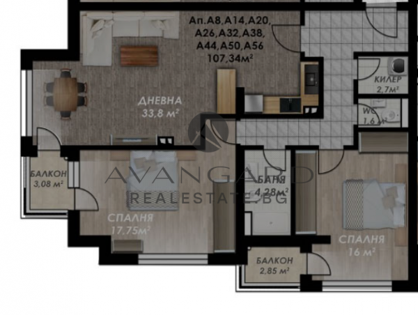 SPACIOUS THREE-ROOM APARTMENT IN GAGARIN