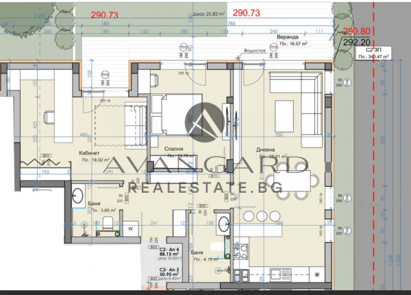 Three-room apartment with a yard / Markovo