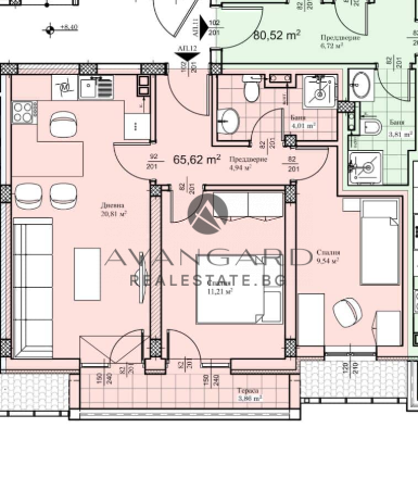 A two -bedroom apartment in a small building /glorious