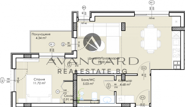 One -bedroom apartment/ youth hill