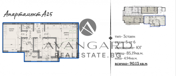 Two -bedroom apartment! Smirnenski!