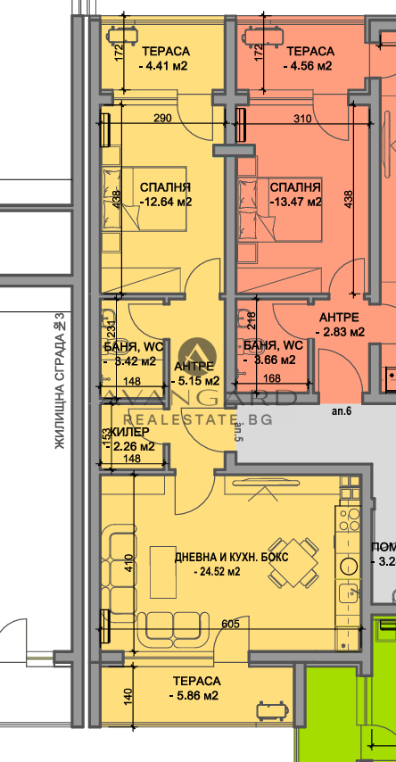 One -bedroom apartment/ south