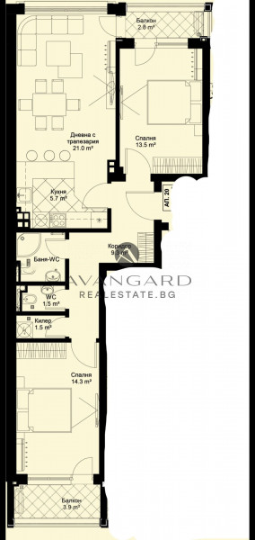 Furnished two -bedroom new building