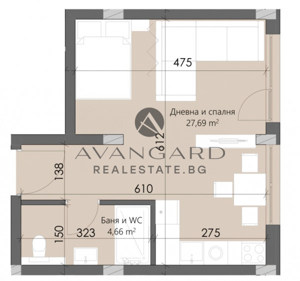 A one -bedroom apartment with yard / cummy