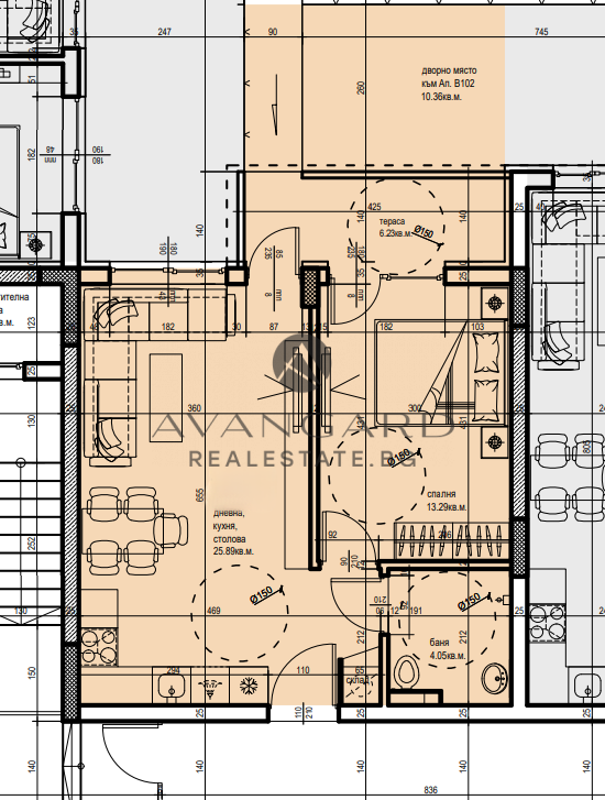 One -bedroom apartment with yard in a luxury building/ Smirnenski