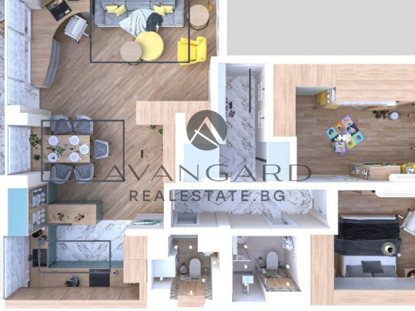 Two bedroom with 3d disigner project