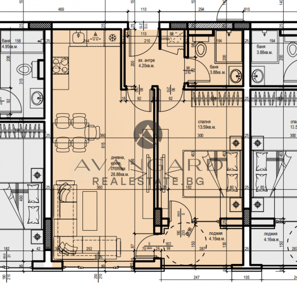 One -bedroom apartment in a luxury building/ Smirnenski
