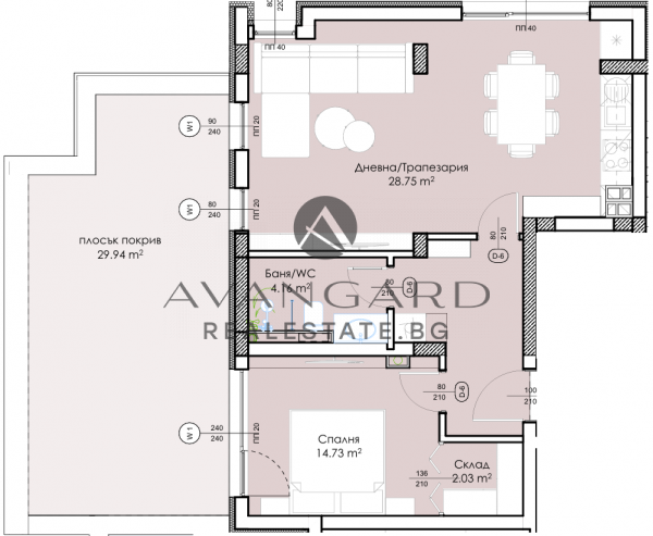 One -bedroom apartment/ youth hill