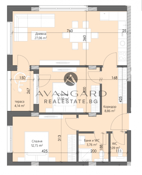 Three-room apartment / Karshiyaka