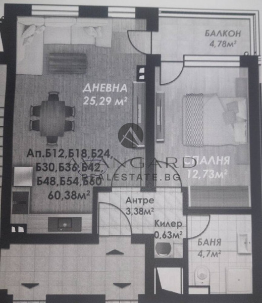 Two-room apartment in Gagarin with ACT 16